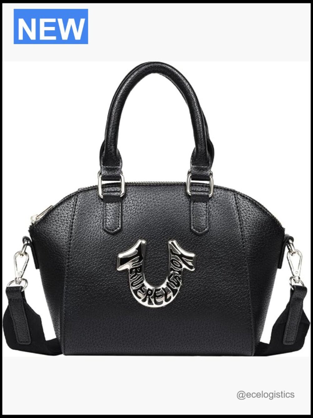Horseshoe Satchel Crossbody Bag with Detachable Shoulder Strap and Gold Hardware